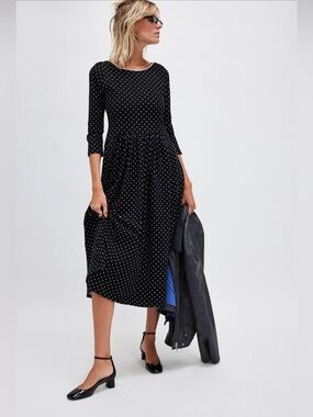 Free People Two Timin Midi Dress. 3/4 length sleeve, scoop-neck, low/back midi